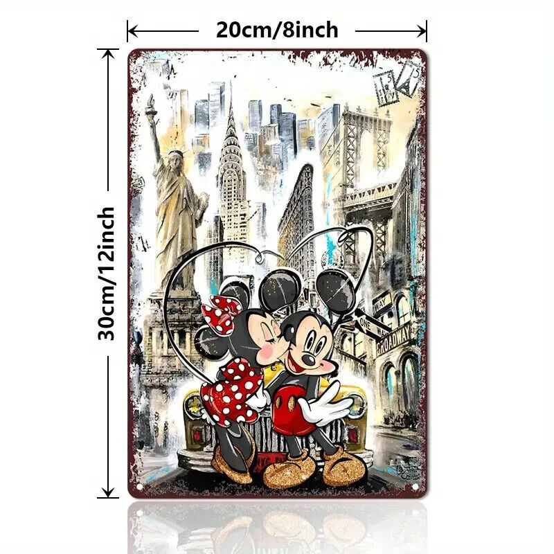 Mickey Mouse & Minnie Mouse Names Tin Metal Sign Bedroom Decor LOVE NEW YORK