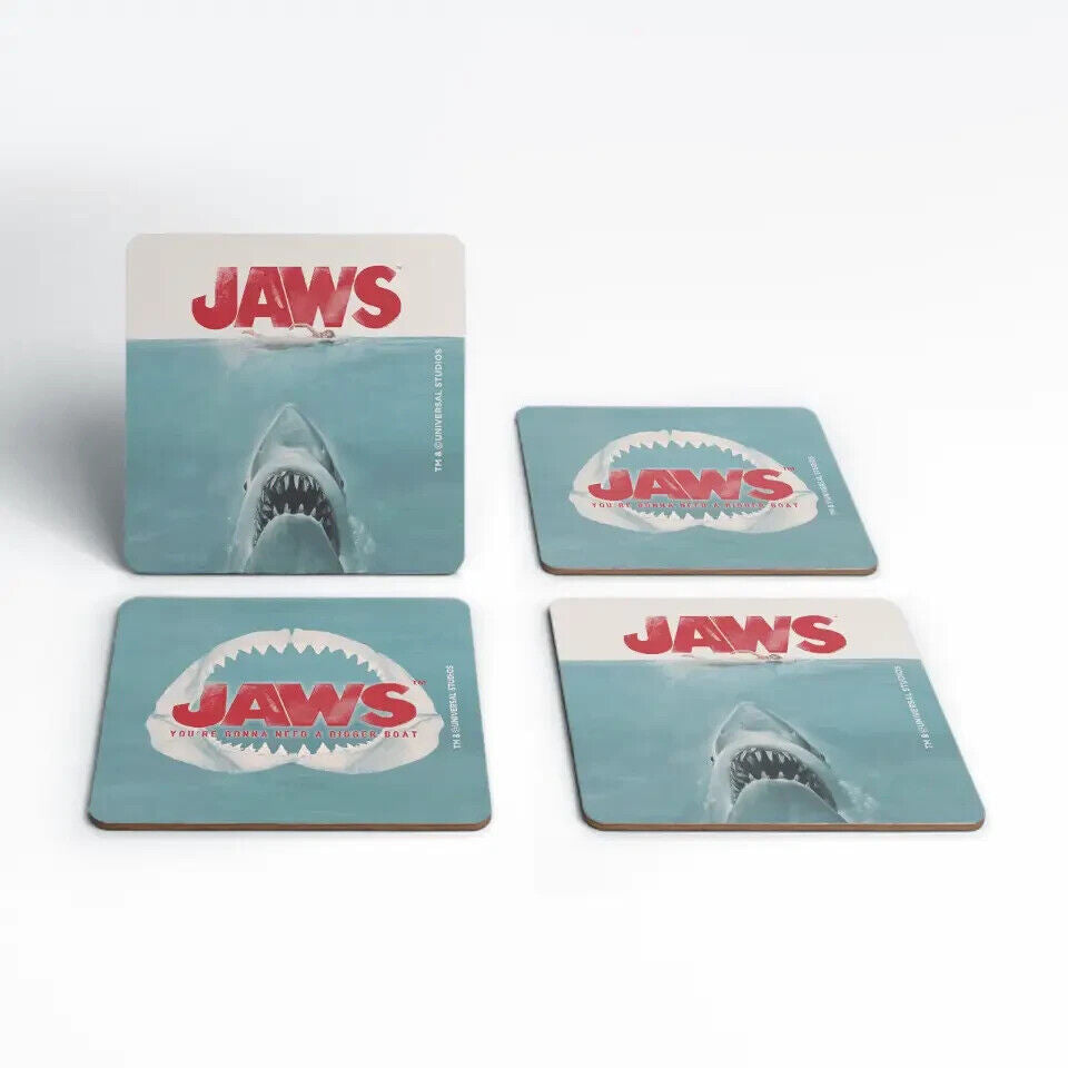 Jaws BIGGER BOAT COASTER SET Great White Shark Thriller Coffee Tea Drink MOVIE