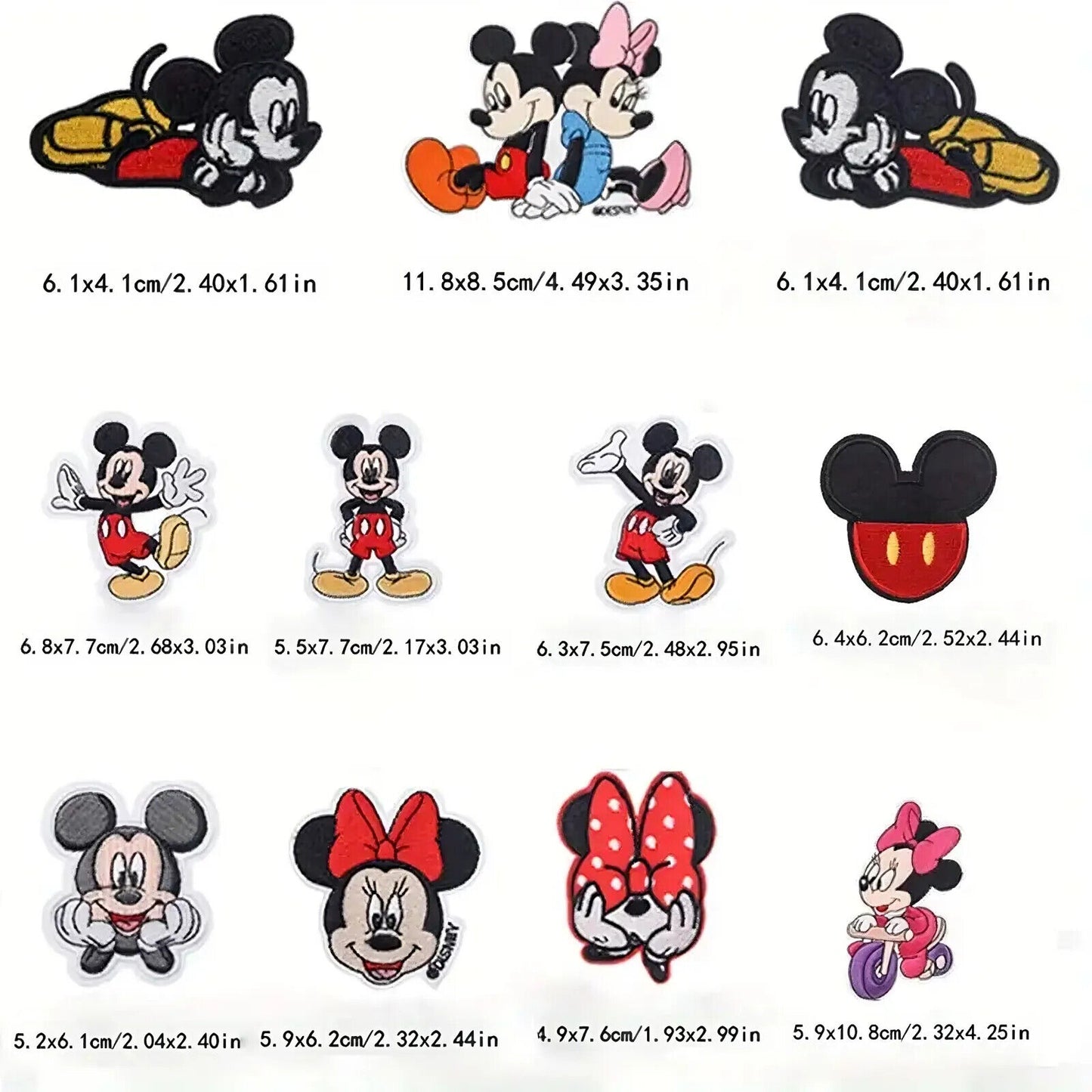 DISNEY MINNIE MICKEY MOUSE Iron Sew On Embroidered Patch PATCHES TV MOVIE EARS
