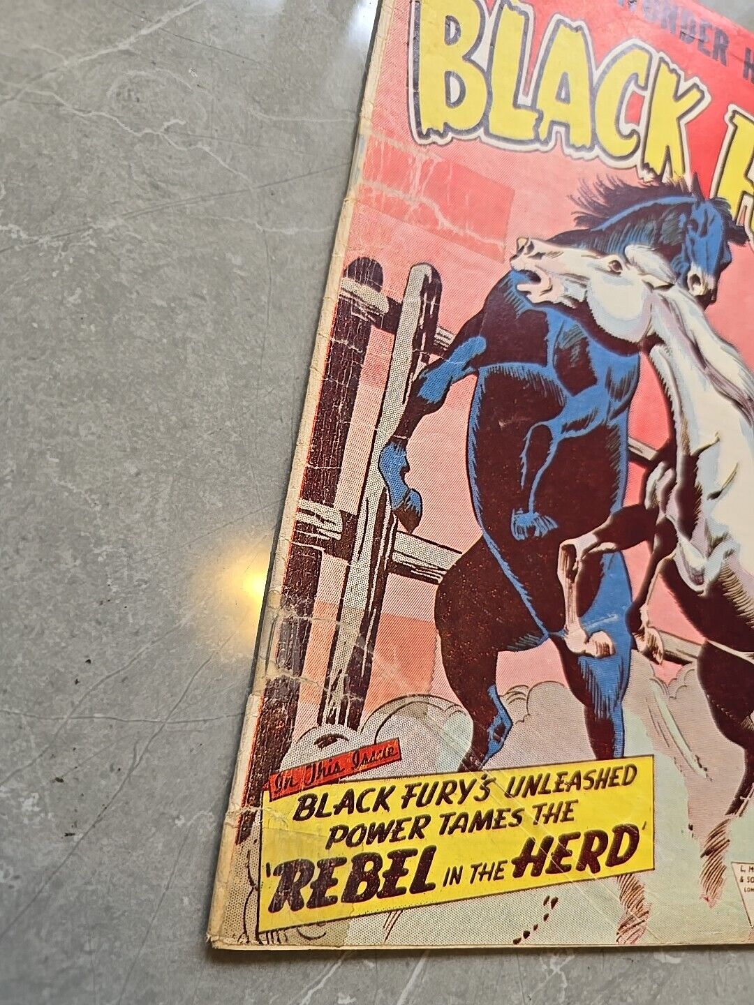 Nice 1957 The Wonder Horse Black Fury Comic #9  REBEL IN THE HEARD STALLION