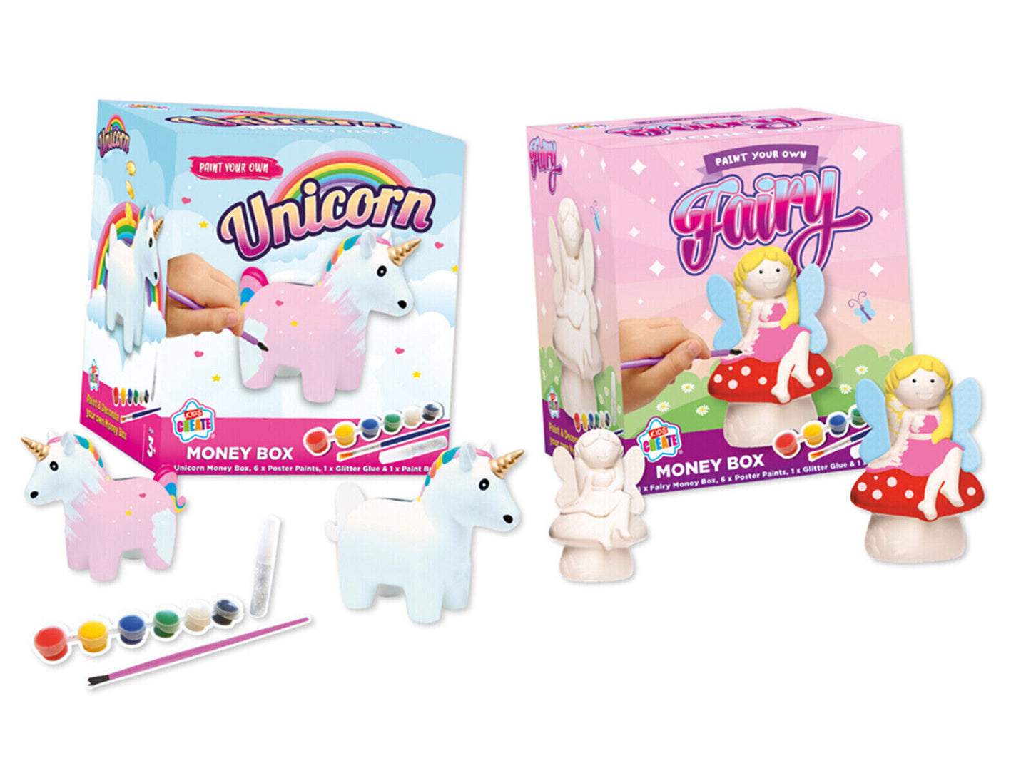 Kids Create Paint Your Own Money Box Piggy Bank Dog Pig Owl Unicorn Fairy 3+
