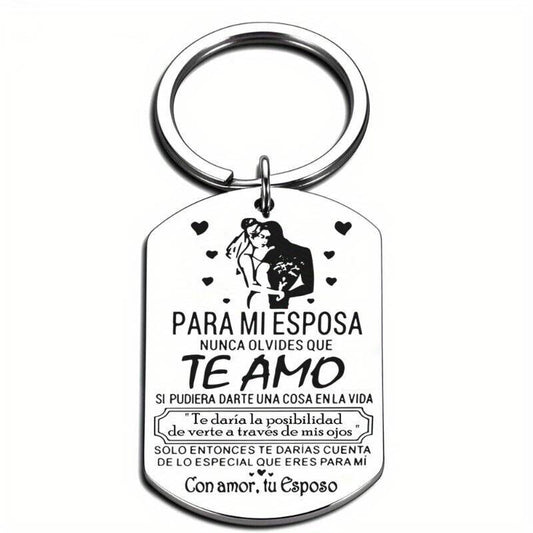 I Love You IN SPANISH TE AMO Keyring Valentines Day Gift Birthday WIFE PARTNER