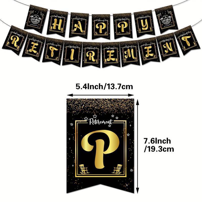 Retirement Balloons Banner Bunting Cake Toppers Retirement Decorations Party