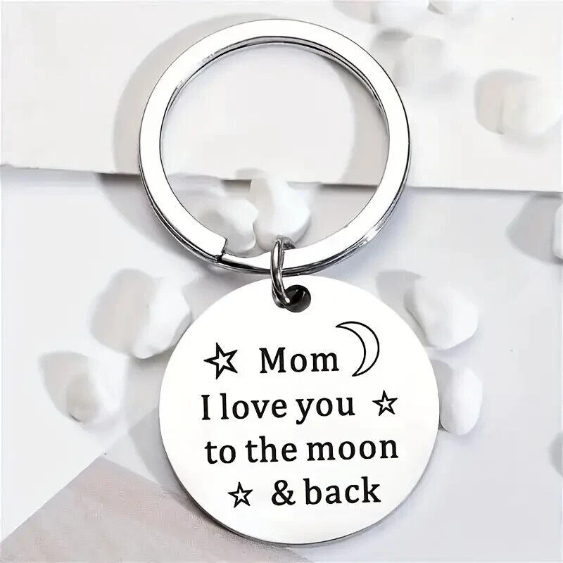 DAD MOM I Love You TO THE MOON AND BACK Keyring Men Gift PARENTS LOVE GIFT