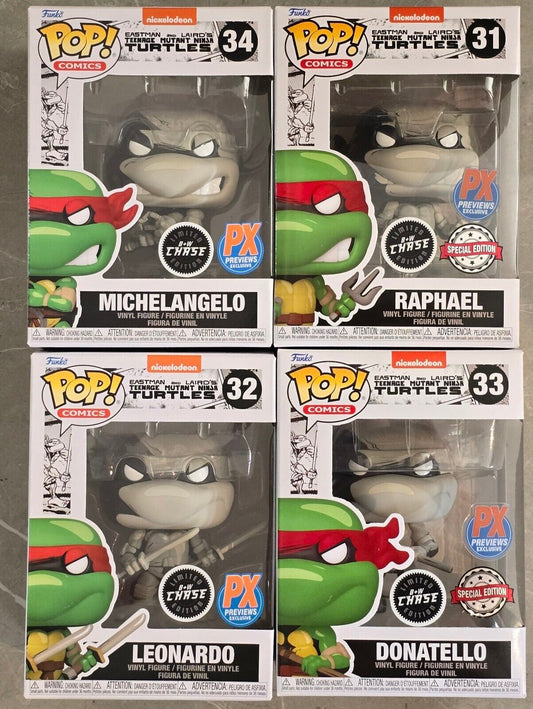 CHASE SET Teenage Muntant Ninja Turtles Funko Pop #31 #32 #33 #34 TMNT FULL
