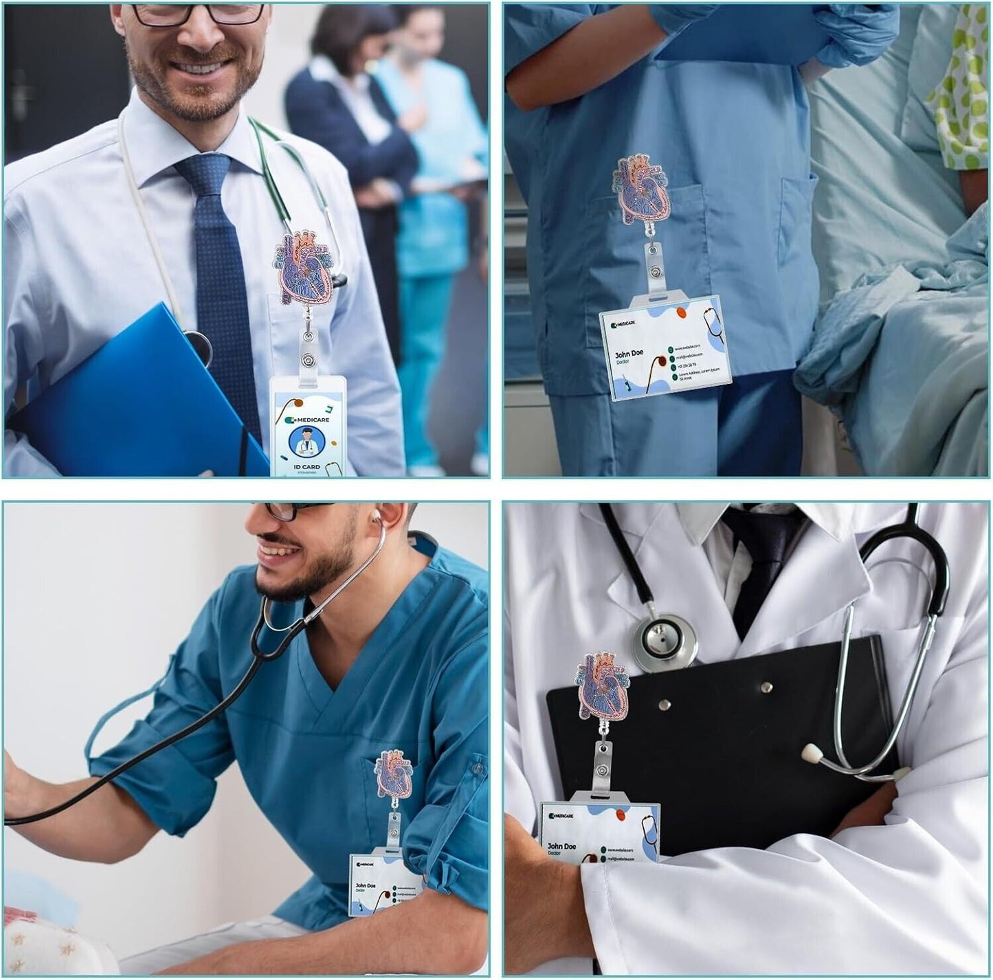 Badge Reel Holder MEDICAL VENTRICLE Retractable Design ID Card Cardiac HEART