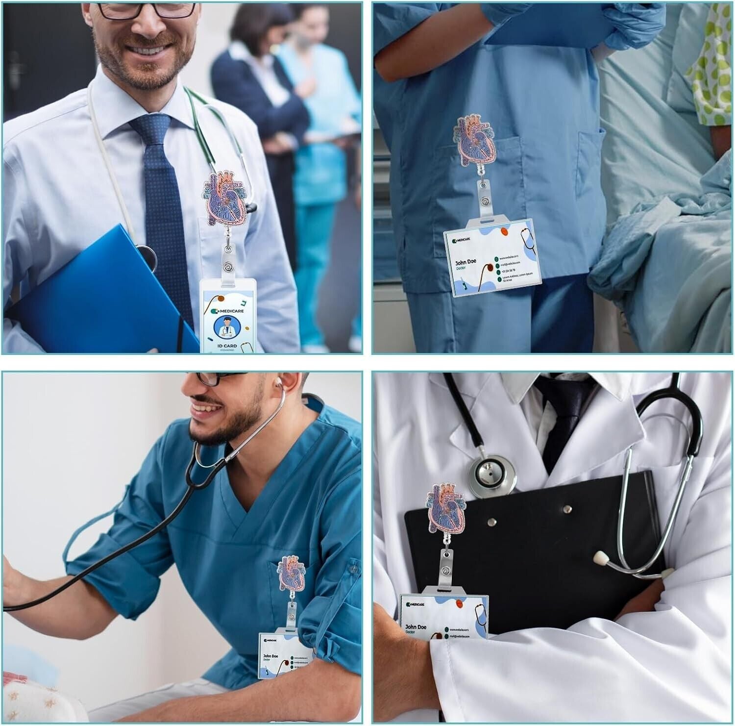 Badge Reel Holder MEDICAL VENTRICLE Retractable Design ID Card Cardiac HEART