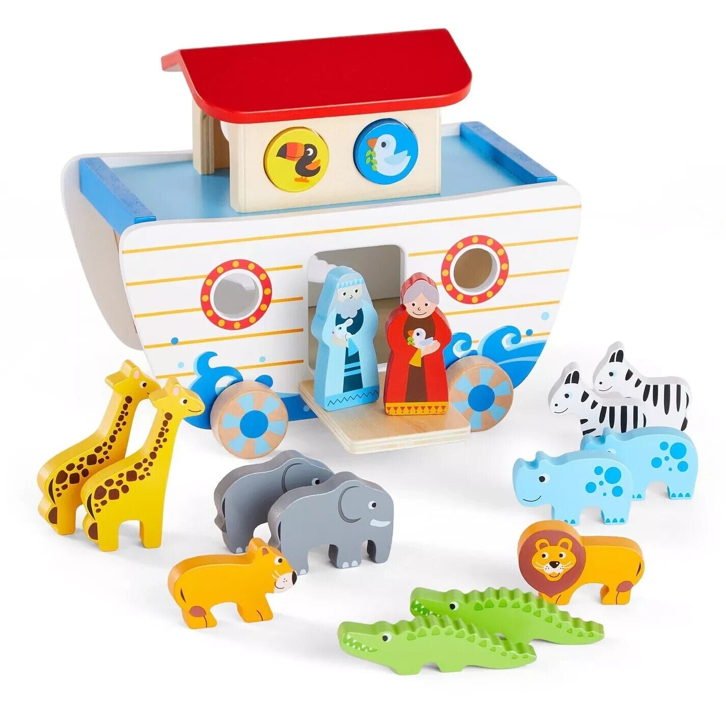Toylife Unisex Wooden Noahs Ark Pre-School Toy ANIMALS EDUCATIONAL XMAS
