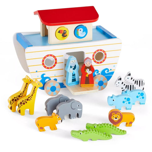 Toylife Unisex Wooden Noahs Ark Pre-School Toy ANIMALS EDUCATIONAL XMAS