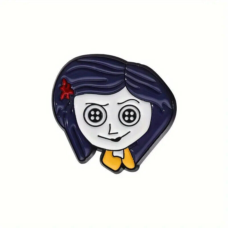 Coraline Doll Pin Enamel Metal Badge Lapel Button Cult Movie Neil Gaiman Book