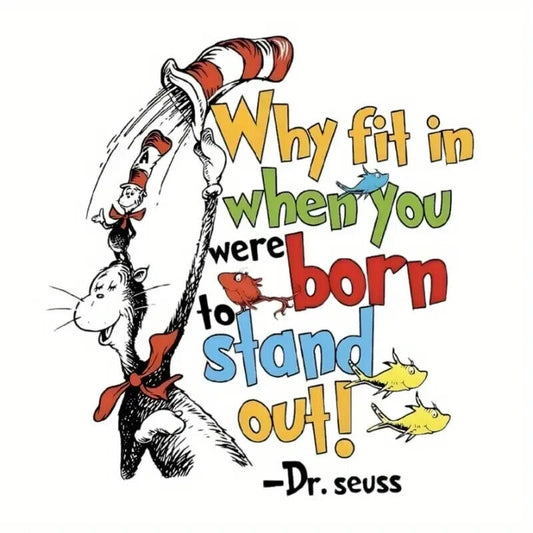 DR SUESS CAT IN A HAT QUOTE IRON ON TRANSFER WHY FIT IN
