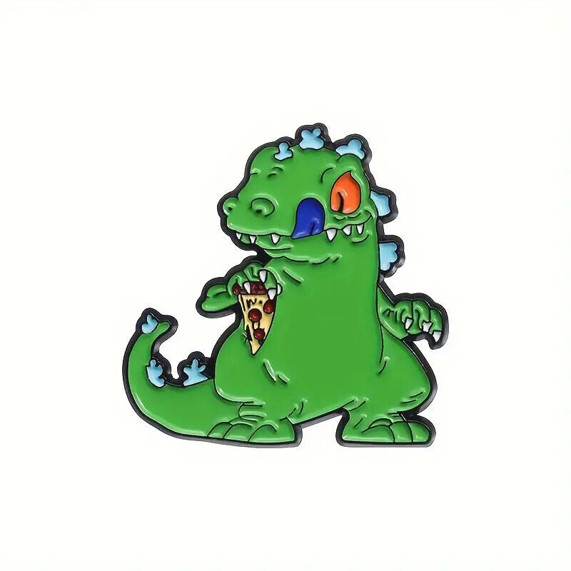 RUGRATS REPTOR Metal Enamel Pin Badge CARTOON DINOSAUR PIZZA