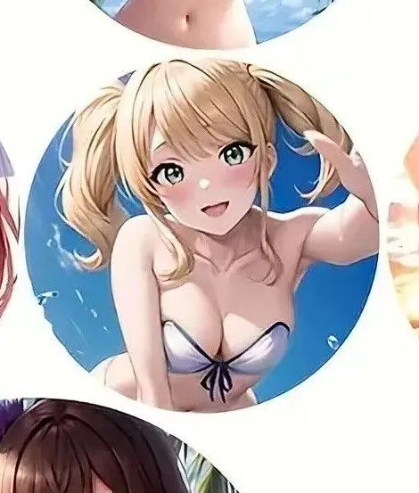 ANIME WOMEN Coaster Wood Anime Manga BIKINI SEXY CUTE SUNSET SCENE PALM GIRL