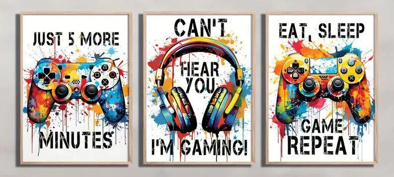 MUSIC GAMER Canvas Art Pictures Large VIRTUAL PC NEON DJ HEADPHONES PS5 PS4