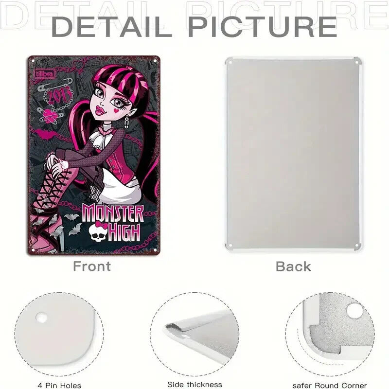 DRACULAURA MONSTER HIGH Tin Metal sign Halloween Horror Art Deco Movie NETFLIX
