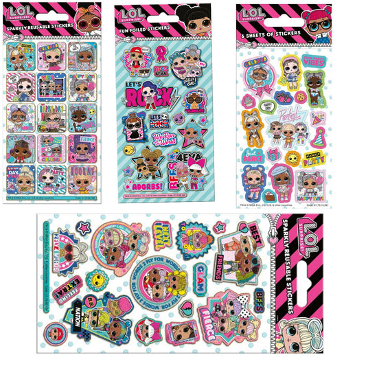 L.O.L. Surprise Next Level Sparkly Reuseable stickers 6 sheet foil LOL STICKER