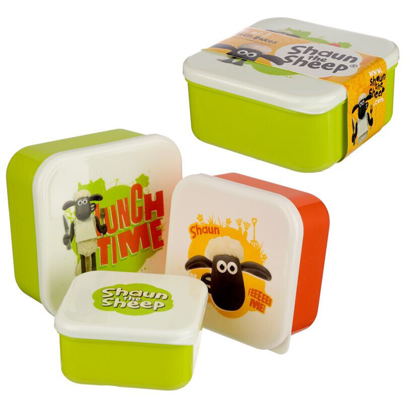 SET OF 3 LUNCH BOX SNACK POTS S/M/L - SHAUN THE SHEEP