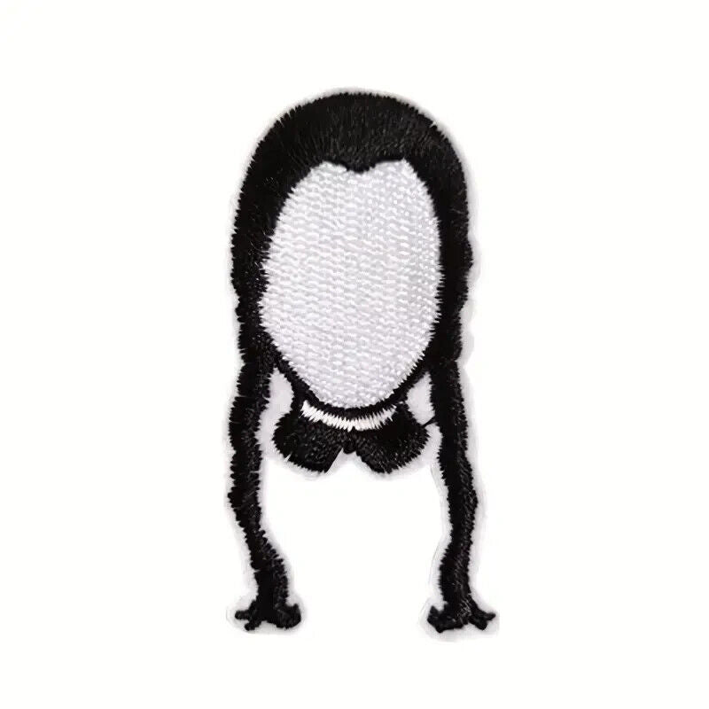 Wednesday Addams Family Silhouette Embroidered Iron On Patches Patch Black
