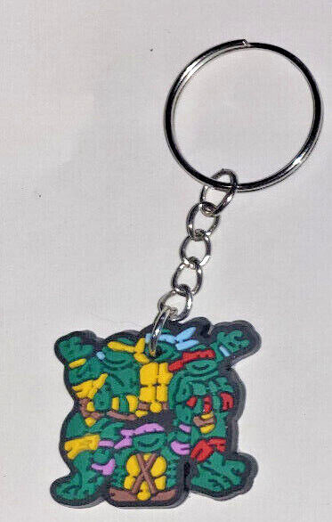 Teenage Mutant Ninja Turtles TMNT Keyring Keychain Rubber Donatello Michelangelo