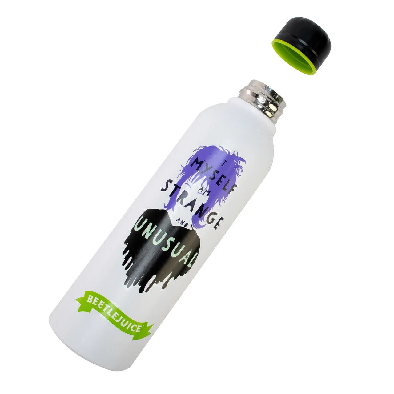BeetleJuice Steel Water bottle COLLECTIBLE strange and unusual 2024 BLACK GREEN