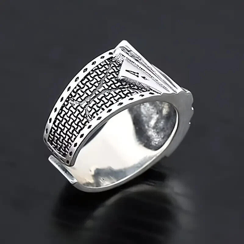 Hot Poker Lucky Ring Casino Game Card Men Ace Spades ROYAL FLUSH Silver Ring