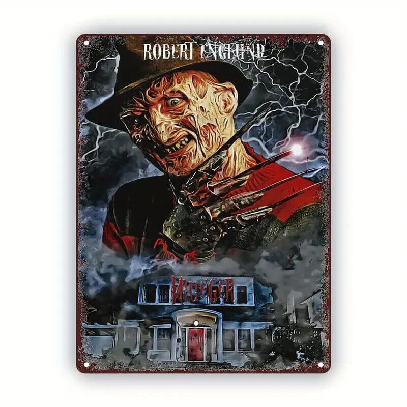 NIGHTMARE ON ELM STREET Tin Metal sign Halloween Horror Art Deco Movie COMIC
