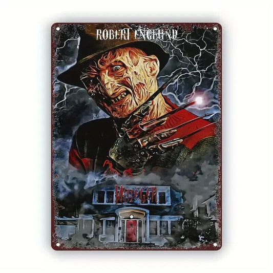 NIGHTMARE ON ELM STREET Tin Metal sign Halloween Horror Art Deco Movie COMIC