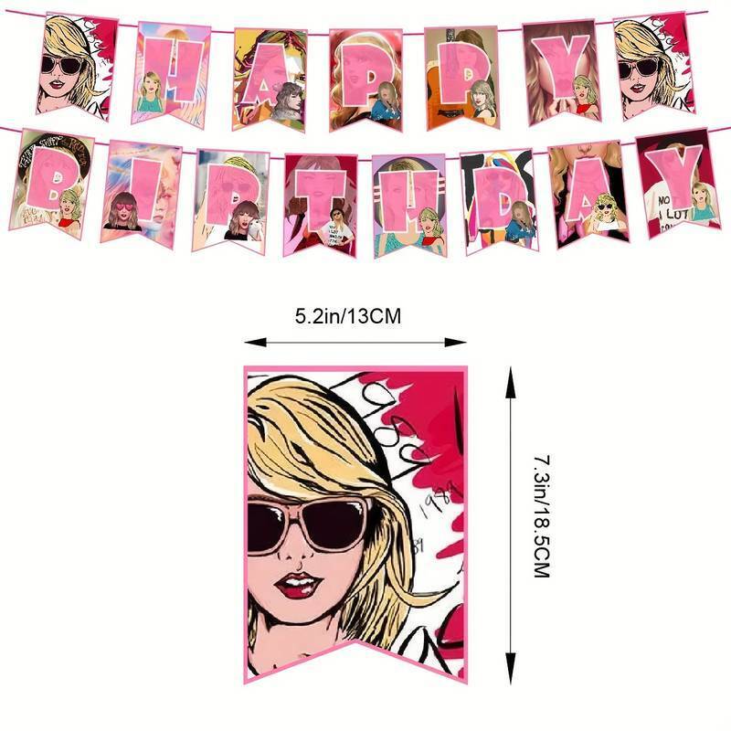 Taylor Swift Birthday Party Balloons Banner Decoration Cake Topper Balloon Top