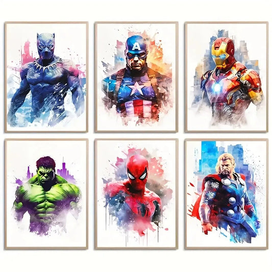 Marvel Avengers DC Movie CANVAS PRINT SPIDERMAN IRON MAN THOR HULK BLACK PANTHER