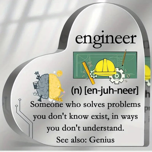 ENGINEER Heart-Shaped Block Acrylic Plaque Birthday Sign GIFT