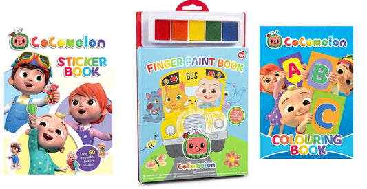 CoComelon Finger Paint Book Set COLOURING BOOK & STICKER BOOK SETS YOU CHOOSE