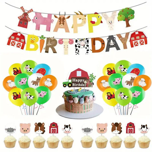 FARM ANIMALS FARMYARD Balloon Party Birthday Decorations Balloons COW SHEEP PIG