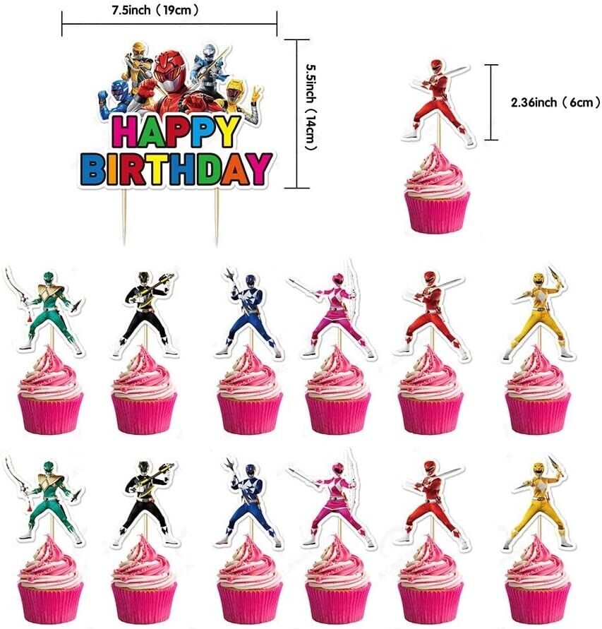 Power Rangers Kid Birthday Party Ballons Banner Cake Topper Decors Props Set