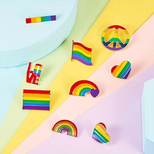 LOVE PEACE PIN BADGE GIFT DIVERSITY LGBT COLORFUL RAINBOW BRIGHT HAPPY FUN