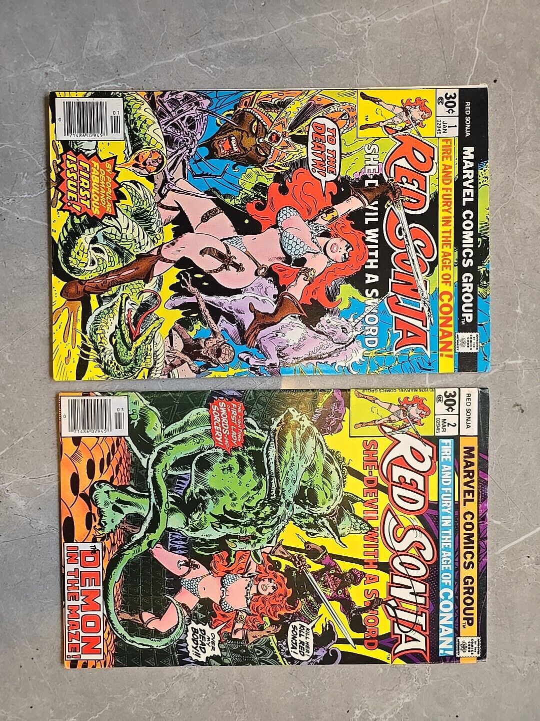Red Sonja (1977) #1 & 2 Marvel First Solo Series VFN BUNDLE FIRST DEMON DRAGON