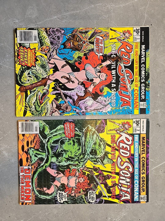 Red Sonja (1977) #1 & 2 Marvel First Solo Series VFN BUNDLE FIRST DEMON DRAGON