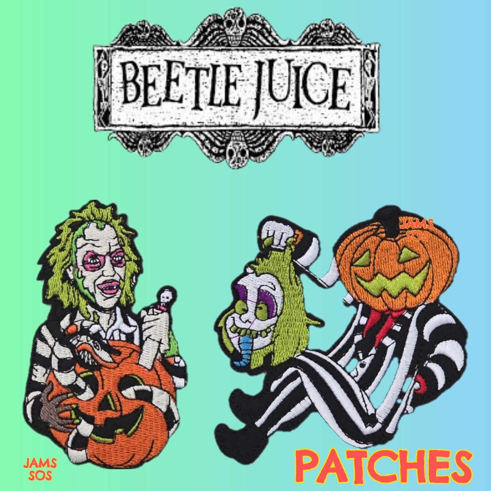 BEETLEJUICE Embroidery Iron Sew On Patch DIY Clothing PUMKIN HEAD 2024 BEATLE