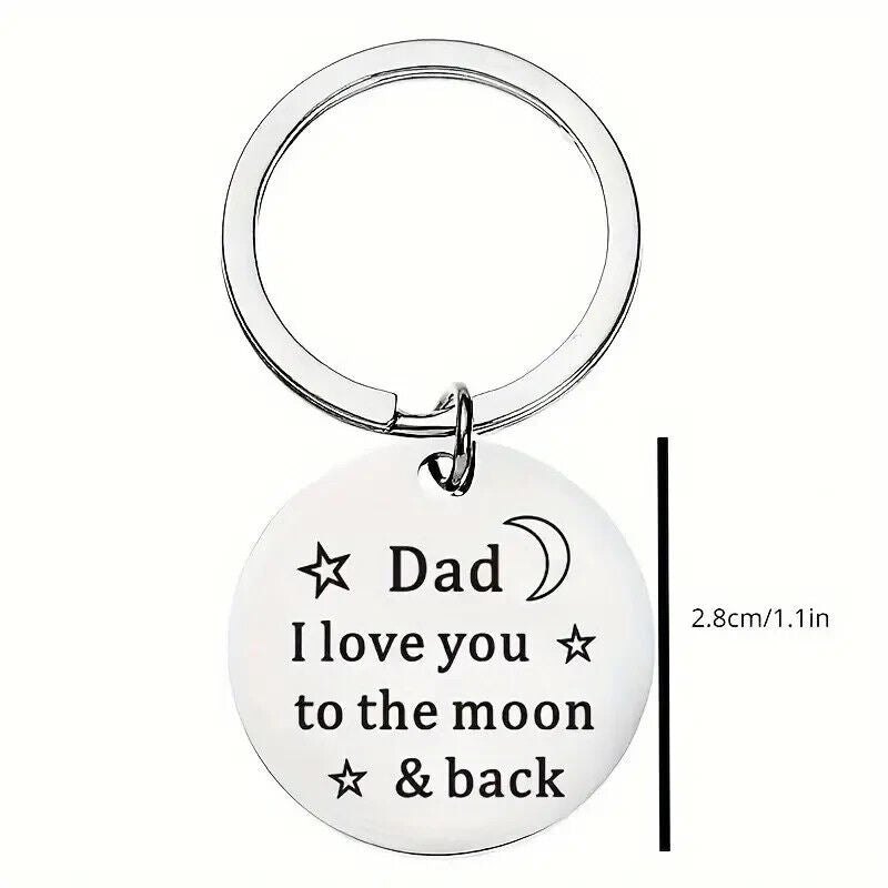 DAD MOM I Love You TO THE MOON AND BACK Keyring Men Gift PARENTS LOVE GIFT