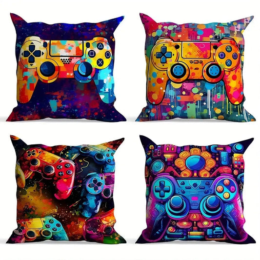 Gamer Game ROOM Controller Linen Square Throw Pillow Video Games Case PS5 XBOX