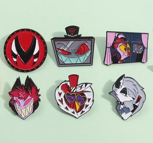 Hazbin Hotel Metal Brooch Cosplay Charlie Vaggie Badge Pins PIN COLLLECTABLE GIF