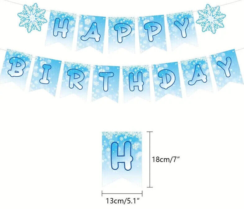 Frozen Winter Snow Party Decorations Balloons Birthday Kids Banner Cake Toppers