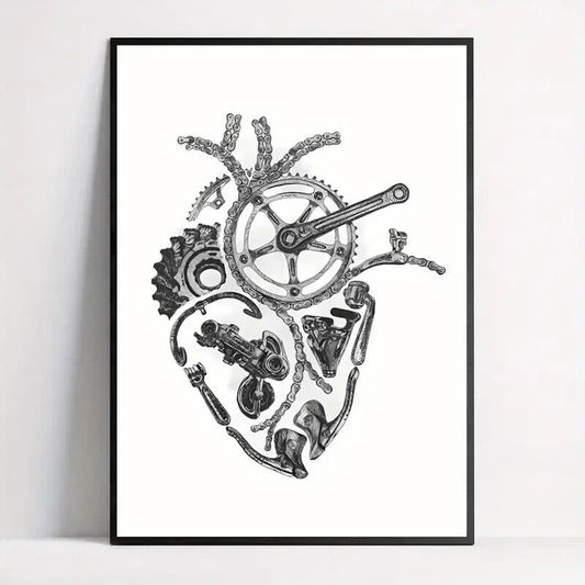 Large CRANK BIKE HUMAN HEART MEDICAL Picture Canvas Wall GOTHIC HORROR steampunk