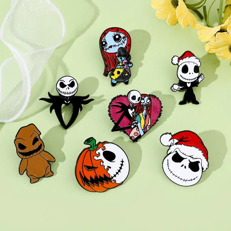 NIGHTMARE BEFORE CHRISTMAS Metal Enamel Pin Badge Retro MOVIE HORROR HALLOWEEN