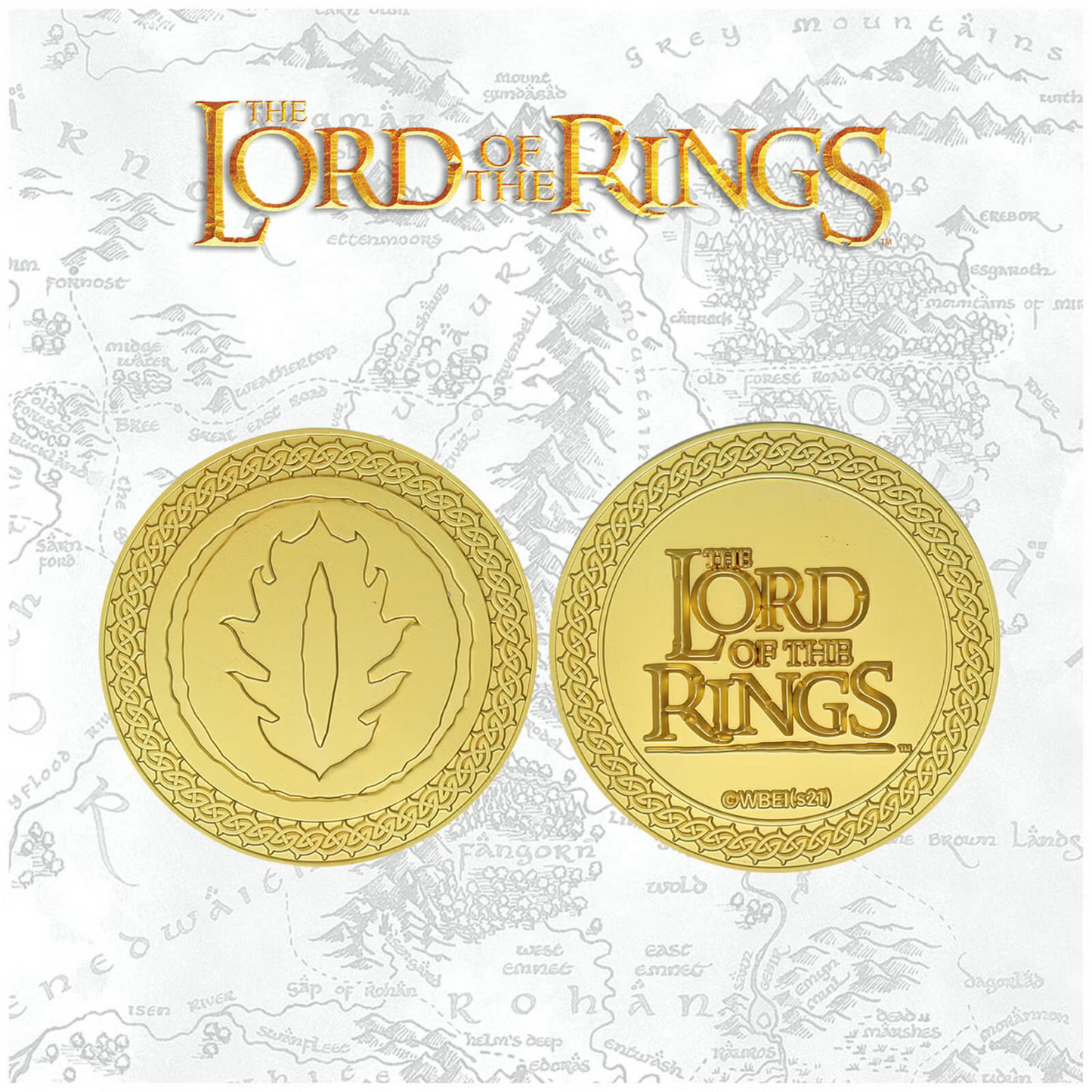 LIMITED EDITION Lord of the Rings 24k Gold Plated MORDOR Medallion LOTR MAP