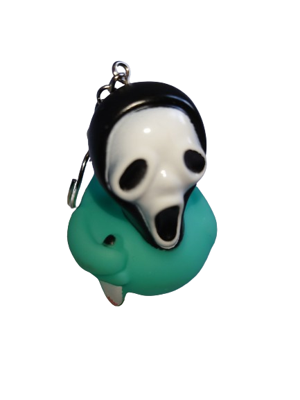 HORROR RUBBER DUCK GLOW IN THE DARK KEYRING KEYCHAIN SCREAM IT CLOWN HALLOWEEN