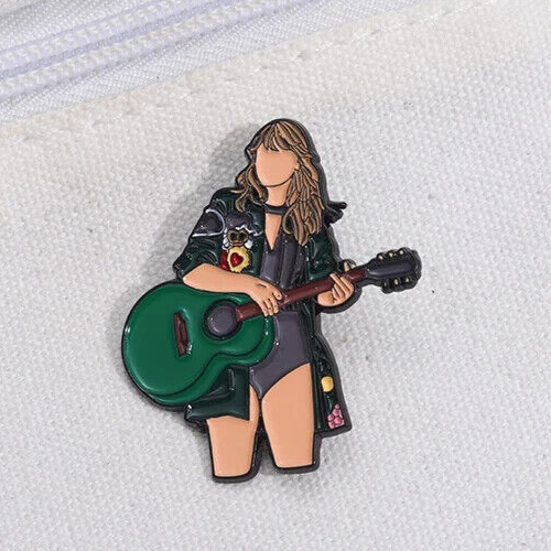Taylor Swift SWIFTIE Inspired Metal & Enamel Style Pin Badge New PLAYING GUITAR