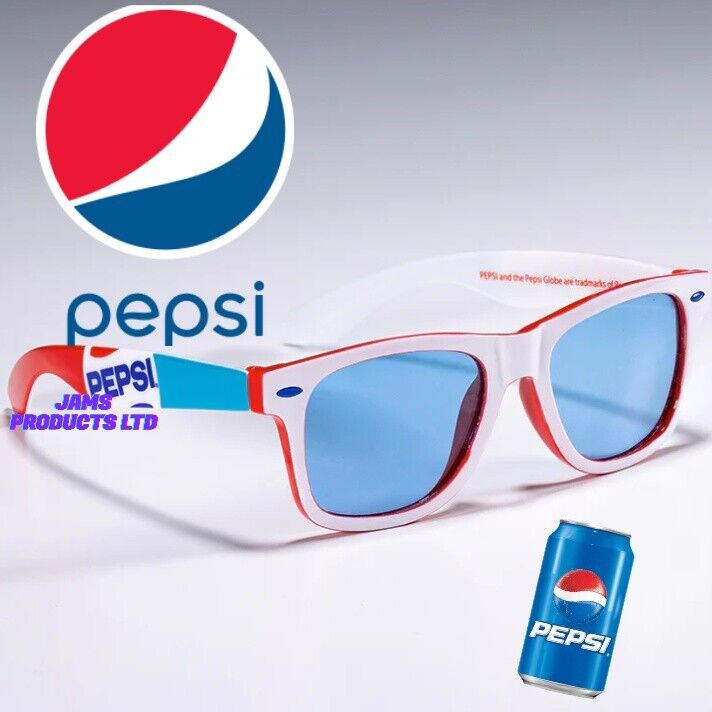 100% Official PEPSI Coke Sunglasses Glasses 80s Fashion Style White Red Cola UV