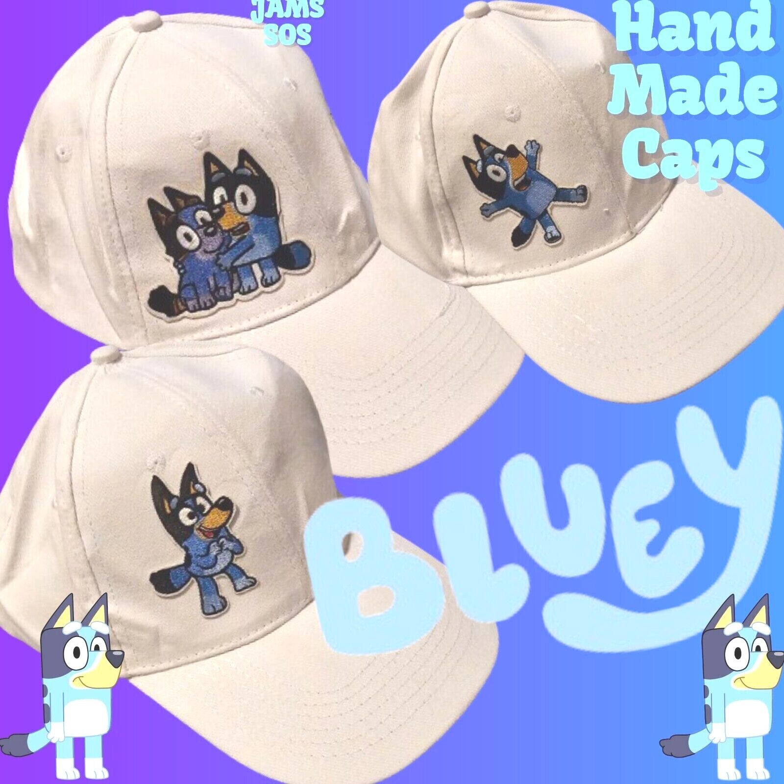 Kids Unisex Bluey Cap White Blue Hat Bingo Baseball Cbeebies Coco Socks Holiday