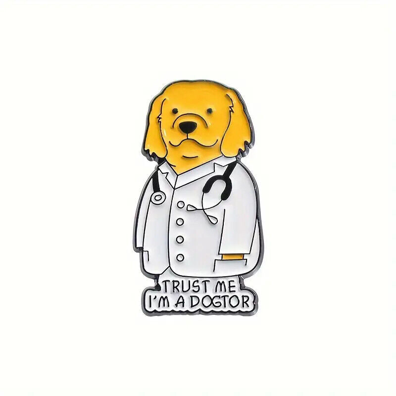 DOCTOR DOG DUCK Metal Enamel Pin Badge MEDICAL FUNNY STUDENT DUCKCTOR DOGTOR
