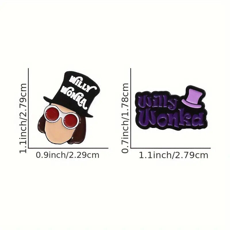 WILLY WONKA & THE CHOCOLATE FACTORY Metal Enamel Pin Badge BAR TOP HAT FUN